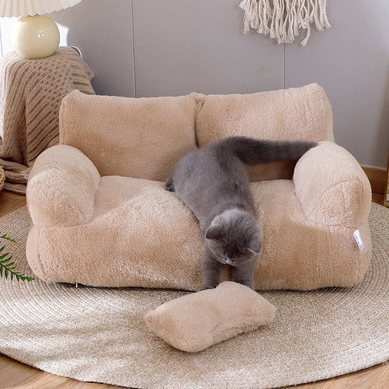 Plysch Kattsoffa-Säng