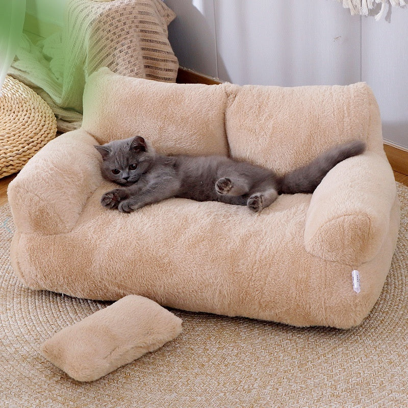 Plysch Kattsoffa-Säng