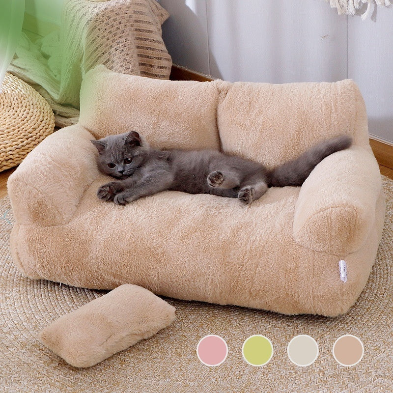 Plysch Kattsoffa-Säng