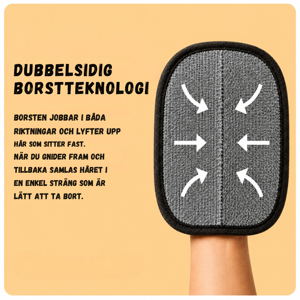 PälsFri™ – Återanvändbar Pälshandske som tar bort hund- och katthår från kläder möbler och bilen på ett svep!